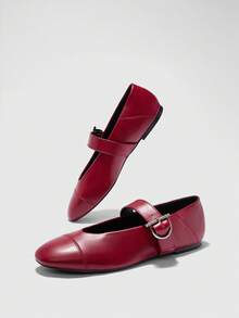 CUCCOO BIZCHIC Giày bệt nữ thiết kế khóa cài tiện dụng hàng ngày - Màu Đỏ Sâu - Xem 10