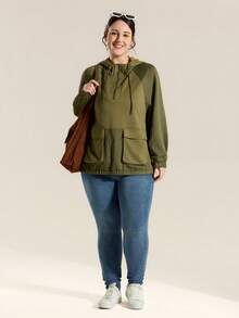 Momelise Sweat-shirt-shirt ample et ample de couleur unie pour femmes grande taille - Vert - Voir 4