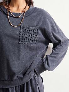 Bohemela Bộ 2 món áo len cổ tròn tay dài màu trơn phong cách BOHO dành cho tiệc Giáng sinh và năm mới thường ngày dành cho nữ - Xám - Xem 4