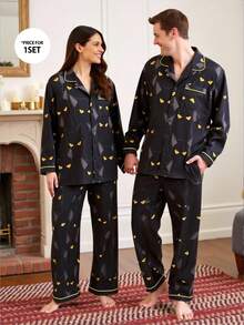 Velminro 男士猫咪印花长袖睡衣套装