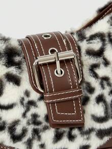ROMWE Grunge Punk Women's Fashionable Vintage Leopard Print Patchwork Shoulder Bag - Brown - View 5