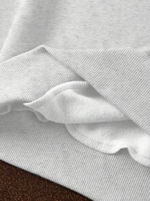 EMERY ROSE Women's Casual Loose Fit Slogan & Skull Print Crew Neck Long Sleeve Sweatshirt, Autumn/Winter - Light Grey - View 6