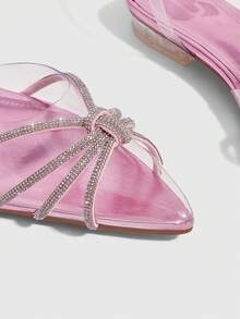 CUCCOO SZL Women's Fashionable & Elegant Rhinestone Embellished Flat Sandals For Christmas