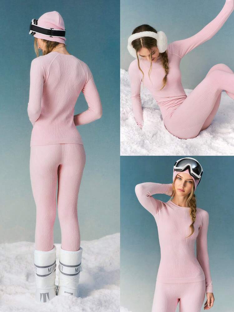 Capa base de la colección de esquí, suave y cálida, de mezcla de nailon y lana, que absorbe la humedad y elimina los olores, de longitud de cintura, manga larga, para usar en exteriores en otoño e invierno durante la práctica del esquí