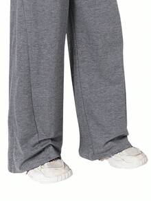 Mirajuku 1pc Teens' Casual Sports Design Drawstring Sweatpants, Versatile For Daily Commute, Spring/Autumn - Dark Grey - View 6