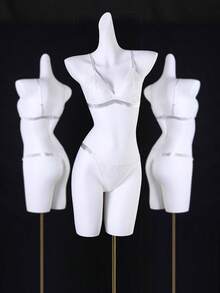 2pcs/Set Lace Charming Romantic Silver Ribbon Women's Lingerie Set - White - View 1