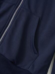 Glimmora Women's Casual Street Style Hooded Sweatshirt - Navy Blue - View 6