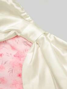 Tween Girls' Off Shoulder Bow Ruffle Hem Dress, Elegant Casual Vacation Wear, Pink, Spring/Summer - Pink - View 5