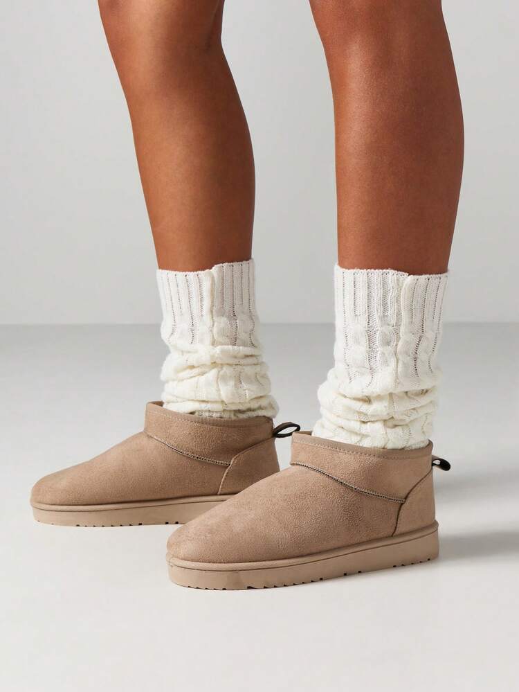 MISSGUIDED Suede Ankle Boots With Black Pull Tab Details Winter Platform Sole Cozy Fall Footwear