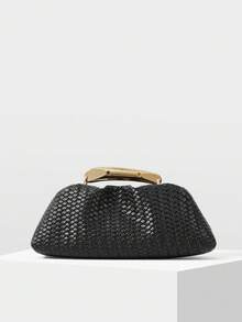 MOTF PREMIUM PU LEATHER BEADED TOP HANDLE BAG - Black braid - View 6