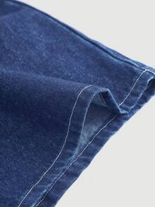 SHEIN Girlism Tween Girls Y2K Punk Trending Halloween Printed Loose Fit Baggy Wide Leg Jeans Pants,Girls Fall Clothes Back To School Streetwear Outfits - Dark Wash - View 4