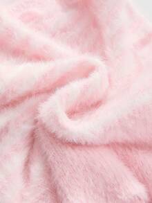 ROMWE Kawaii Coquette Cute & Innocent Girl Striped Tube Top And Shorts 2 Pieces Knit Sweater Set - Pink - View 9