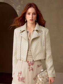 MOTF PREMIUM WOMEN'S SHORT BIKER JACKET, SPRING/SUMMER - Apricot - View 3