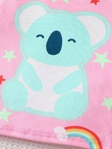 2件套 女童可爱彩虹熊印花长袖上衣和紧身裤睡衣套装 - 粉色 - 查看 5