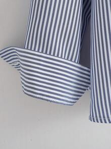 Franclia 女士休闲通勤条纹披肩上衣和半裙套装 - 藏蓝色 - 查看 7