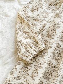 Vintaside Kids 女童杏色碎花长袖连衣裙，优雅精致的版型，适合外出、约会、休闲穿着以及校园/派对活动。 - 彩色 - 查看 9