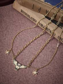 HARRY POTTER X SHEIN Dây chuyền mặt dây chuyền Hedwig, thời trang & đa năng, phiên bản giới hạn mùa đông - Vàng - Xem 4