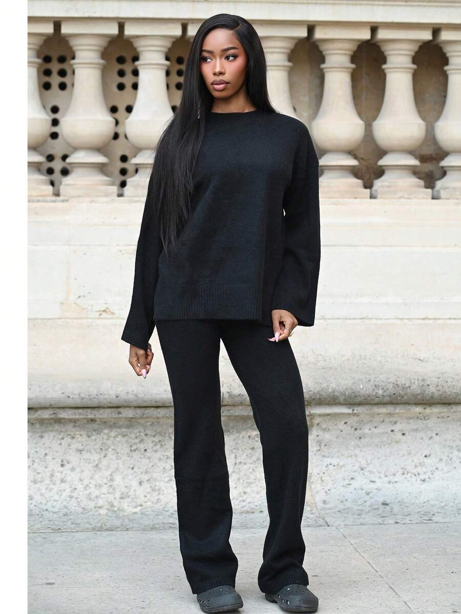 Mima John Women Sweater Co-ords Plain Casual - Hitam - View 1