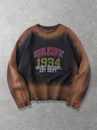 Street Life Maglione ampio con scollo a giro da uomo, con motivo a lettera, adatto per l'autunno/inverno