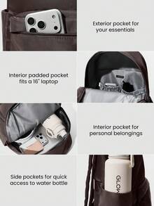 GLOWMODE Multi-Compartment Backpack Commuting Travel Exercise 21L - Coffee Brown - View 4