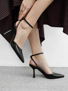 CUCCOO BIZCHIC Sapatos de Salto Fino Versáteis de Bico Fino para Mulheres - Preto - Visão 3