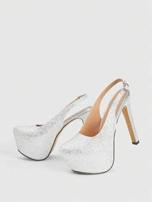 CUCCOO LuxiPop 优雅防水厚底高跟鞋，百搭通勤必备 - 銀色 - 查看 5