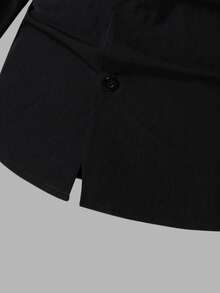 SHEIN Boys' Long Sleeve Casual Turndown Collar Gentleman Shirt - Black - View 4