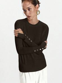 Lumivelle قميص داخلي محبوك بأكمام طويلة متعدد الاستخدامات وأنيق للارتداء اليومي - بني - مشاهدة 7