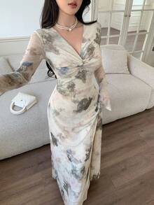 Feyla Women's Elegant Commuter Floral Print Twist Dress Unique Dress - Multicolor - View 4