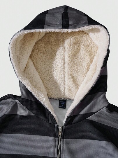 Sudadera con capucha casual a rayas para hombres