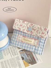 Zazumi Dompet Koin Motif Kotak-kotak & Bunga Klasik - Kotak-kotak Pink & Biru Pastel dengan Mawar Putih, Dompet Kompak Poliester Tahan Lama untuk Kebutuhan Sehari-hari, Dapat Dicuci dengan Tangan, Dompet Kecil Lucu untuk Wanita, Hadiah untuk Teman. - MultiWarna - View 10