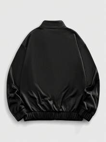 ROMWE MEN Street Life Sudadera con estampado gráfico para hombre, sudadera de manga larga de moda - Negro - Ver 2