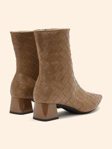 CUCCOO CHICEST Botines de tacón grueso de punta fina y versátiles para mujer - Marrón - Ver 9