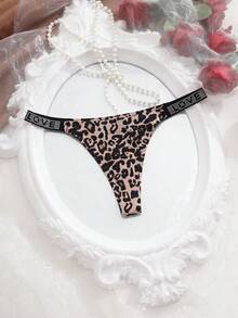 SHEIN Leopard Print Rhinestone Embellished Sexy G-String Panties, Suitable For Date Wear, Rave ClassicAnimalPrint - Multicolor - View 1