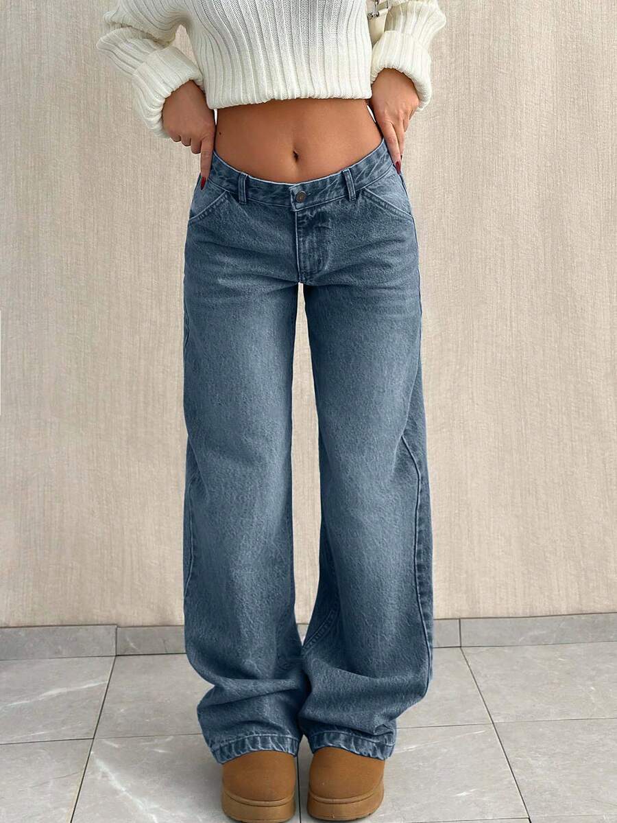 SHEIN TALL CASUAL LOW WAIST BAGGY LOOSE STRAIGHT LEG JEAN Jeans For Women Wide Leg Pants