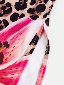 SHEIN Tween Girl Knit Leopard & Ditsy Floral Cami Dress - White - View 9