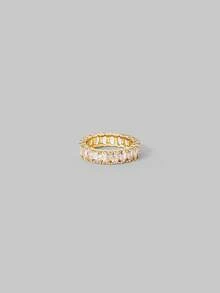Aloruh 1pc Classic 18K Gold Plated Oval Cubic Zirconia Wedding Rings For Women Jewelry Luxury Dresses - Yellow Gold - View 2
