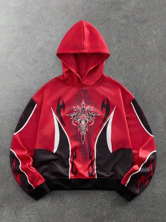 Street Life Herren Digital Bedruckter Kapuzenpullover, Streetfashion