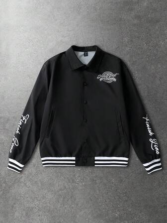 Prep Herren Lässig Jacke mit Buchstaben-Muster, Herbst