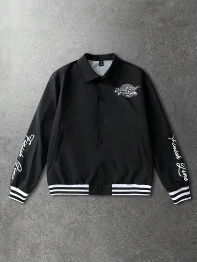 Prep Veste décontractée pour hommes avec imprimé lettres, automne