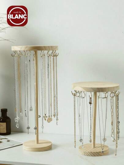1 pieza Organizador de joyas de madera redondo con 12-18 ganchos, soporte de exhibición elegante para tienda de joyería para collares y pulseras, solución de almacenamiento de escritorio elegante para mujeres, perfecto para artículos esenciales de viaje, organización de dormitorio universitario, decoración otoñal con estilo, ideal para regalos de Navidad, Acción de Gracias, Año Nuevo y San Valentín, y decoración del hogar
