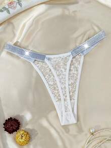 MidnightGlam Women Sexy Diamond Design Lace Triangle G-Strings Bridallingerie, Rave, Lingerie For Women,Sexy,Valentine's Day,Wedding - White - View 5
