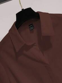 Franclia Áo cánh xếp ly tay 3/4 thanh lịch thường ngày dành cho nữ - màu nâu - Xem 5