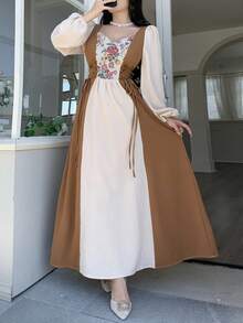 Feyla 女士撞色系带长袖连衣裙 - 彩色 - 查看 2