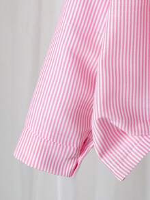 Genkimix Kids Young Girls Fashionable Pink Shirt With Shawl Collar Long Sleeve Blouse, Suitable For Daily Outings And Parties - Pink - View 5