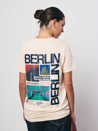 SURIMA Casual Minimalist Pattern Round Neck Short Sleeve Loose Women T-Shirt, Suitable For Summer