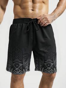 Zalmeno Quần short đi biển họa tiết cây cọ cỡ lớn có dây rút dành cho nam, phong cách Hawaii - Nhiều màu - Xem 3