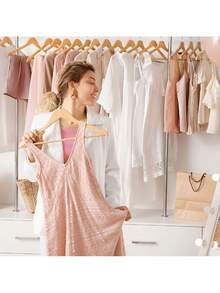 5/10个装木质衣架，防滑外套衣架，加厚浴袍衣架，适用于衣柜，多功能节省空间衣架，裤架，衣架，适用于衬衫、夹克、连衣裙、裤子，返校季、感恩节、万圣节、圣诞节和其他节日礼物 - 彩色 - 查看 5