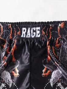 ROMWE MEN Street Life Quần short thể thao nam, quần short đấm bốc, quần short bóng rổ, mùa hè - màu đen - Xem 3