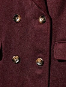 Maija Manteau long bordeaux pour femmes, coupe ample, chaud et doux, style business décontracté pour le bureau, élégant discret, veste urbaine moderne pour le trajet quotidien et le streetwear d'automne/hiver - Rouge foncé - Voir 11